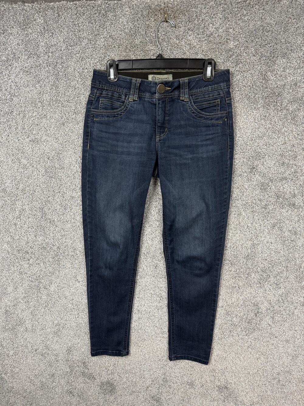 Democracy Skinny Jeans Size 4 29x27 Blue Dark Wash Stretch Shaping Ab Technology
